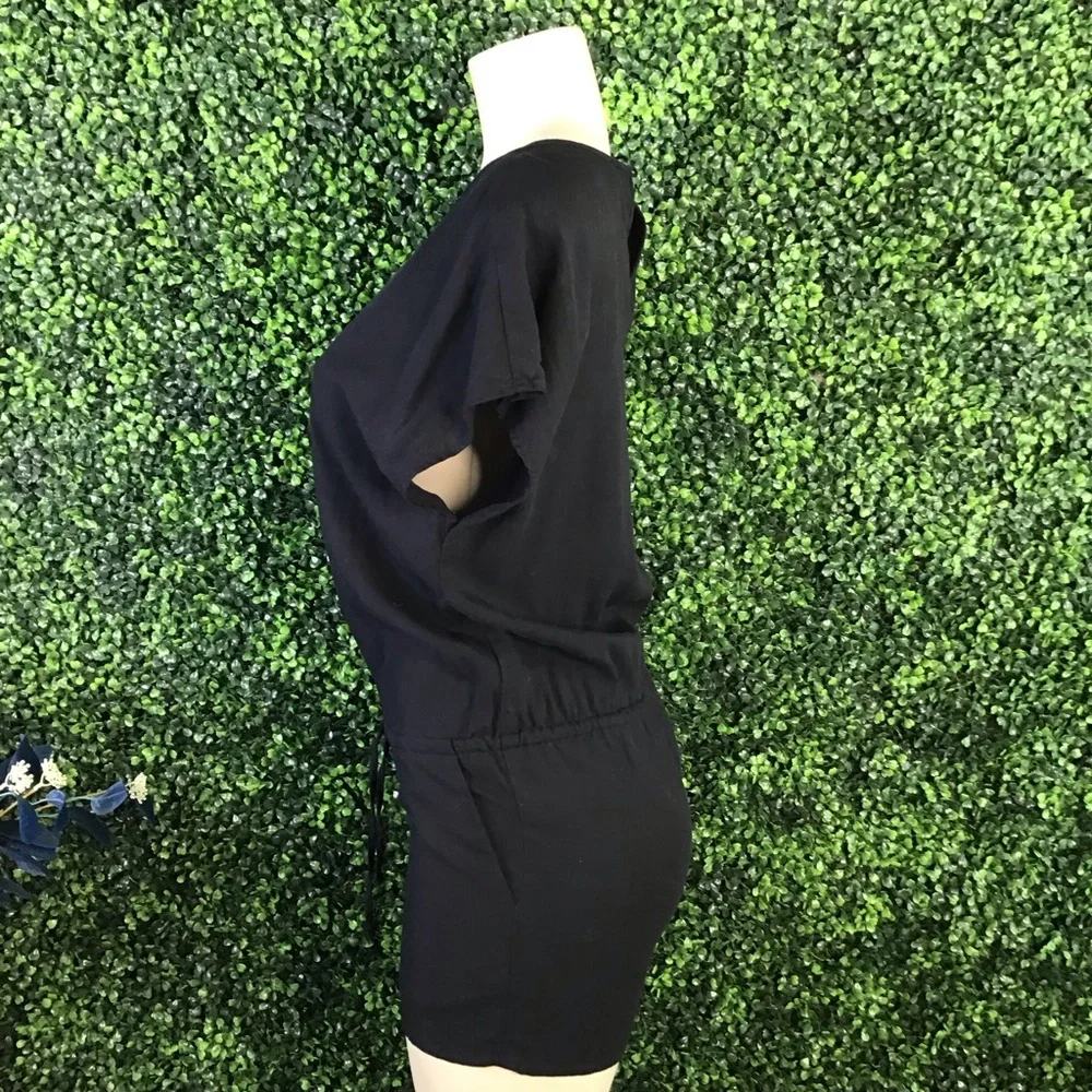 J. Crew Black V-Neck linen blend romper‎